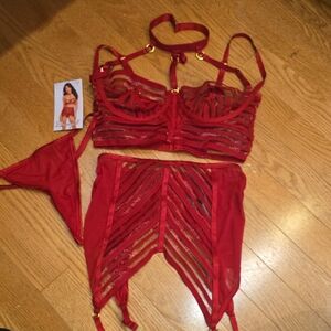 Red Strappy Lingerie Set